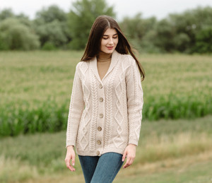 Ladies Shawl Collar Cardigan	ML163 - 109 Parsnip Saol.ie