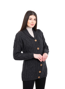 Ladies Shawl Collar Cardigan	ML163 - 101 Charcoal Saol.ie