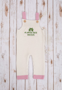 Irish Knit Overalls  NK202 - 508	White Pink Saol.ie