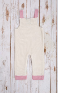 Irish Knit Overalls  NK202 - 508	White Pink Saol.ie