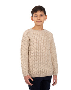 Kids Aran Sweater MK100-109 Parsnip Saol.ie