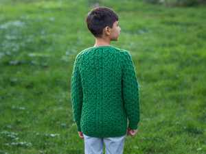Kids Aran Cardigan  MK101-105 Green