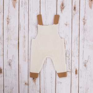 Baby Knit Overalls  NK201-506	White Brown Saol.ie