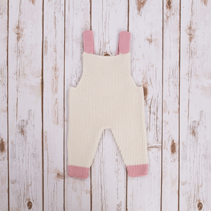 Baby Knit Overalls  NK201-506	White Pink Saol.ie