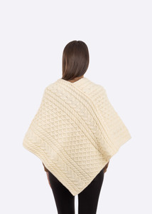 Saol  cable knit poncho - FL176 - 600 Natural Saol.ie