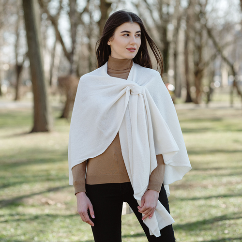 Lambswool Draped Shawl LLS105 - 900 White  Saol.ie