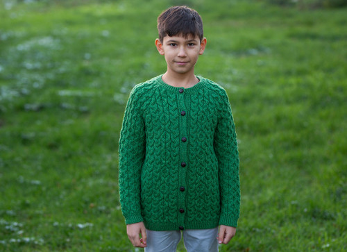 Kids Aran Cardigan  MK101-105 Green