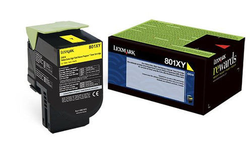 Lexmark 80C1XY0, 801XY Toner Cartridge - Yellow, 4000 Extra High Yield