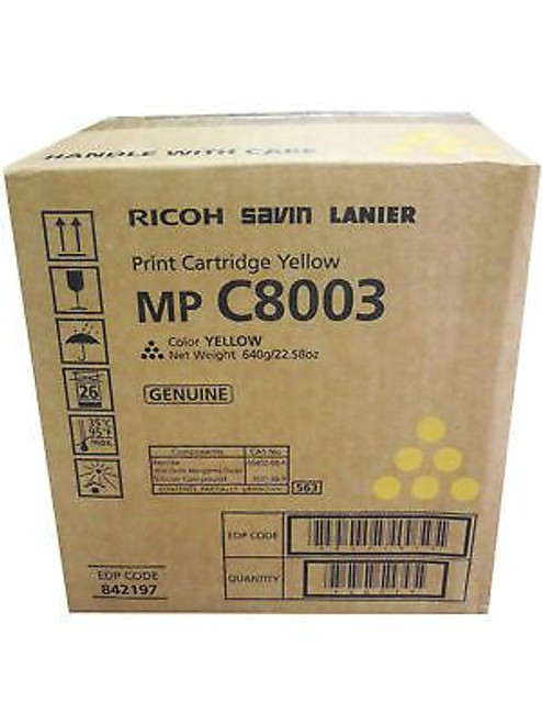 Ricoh 842197 Type MP C8003 Toner Cartridge Yellow - Yield 26,000 Pages