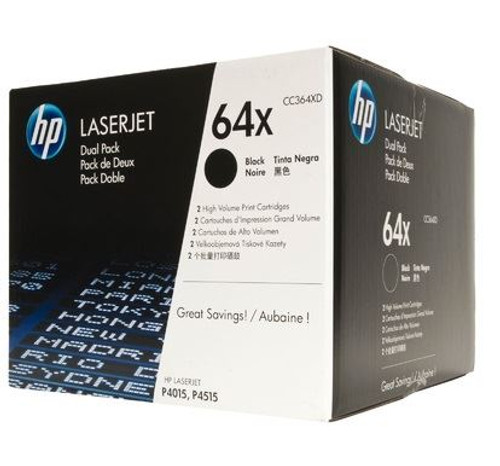 HP CC364XD,64X Toner Cartridge - Black - Pack of 2 - 24,000 Each Yield