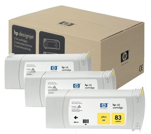 HP C5075A, 83 680ml Ink Cartridge - Yellow - Pack of 3