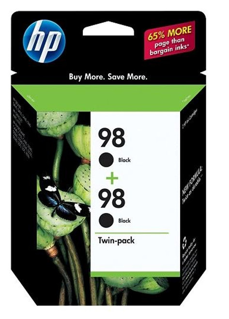 HP C9514FN, 98 Ink Cartridge - Black - Pack of 2 - Yield - 840 Pages