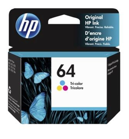 HP N9J89AN, 64 Ink Cartridge -Tri-Color - Yield - 166 Pages
