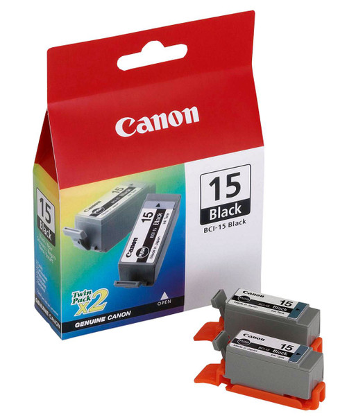 Canon BCI-15 Black Ink Cartridge, Standard Yield, 2/Pack (8190A003)