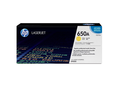 HP CE272A 650A LaserJet Toner Cartridge -Yellow, Yield 15000 Pages