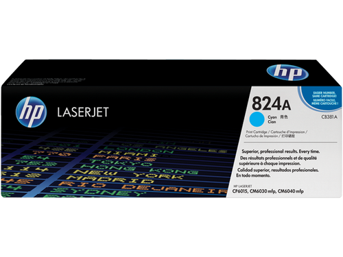 HP CB381A, 824A LaserJet Toner Cartridge - Cyan, Yield 21000 Pages