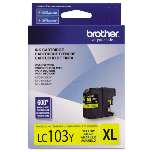 Brother LC103Y High Yield Ink Cartridge - Yellow - Yield 600 Pages