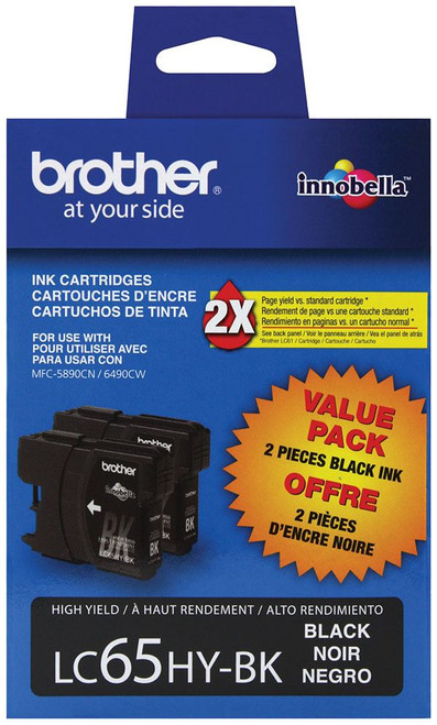 Brother LC652PKS High Yield Ink Cartridge - Black 2 Packs - 900 Yield