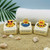 Beach-themed duck soap bars arranged on sand with seashells and palm leaf decor — Surf’s Up Duckling handmade soap with cute rubber duck toys.