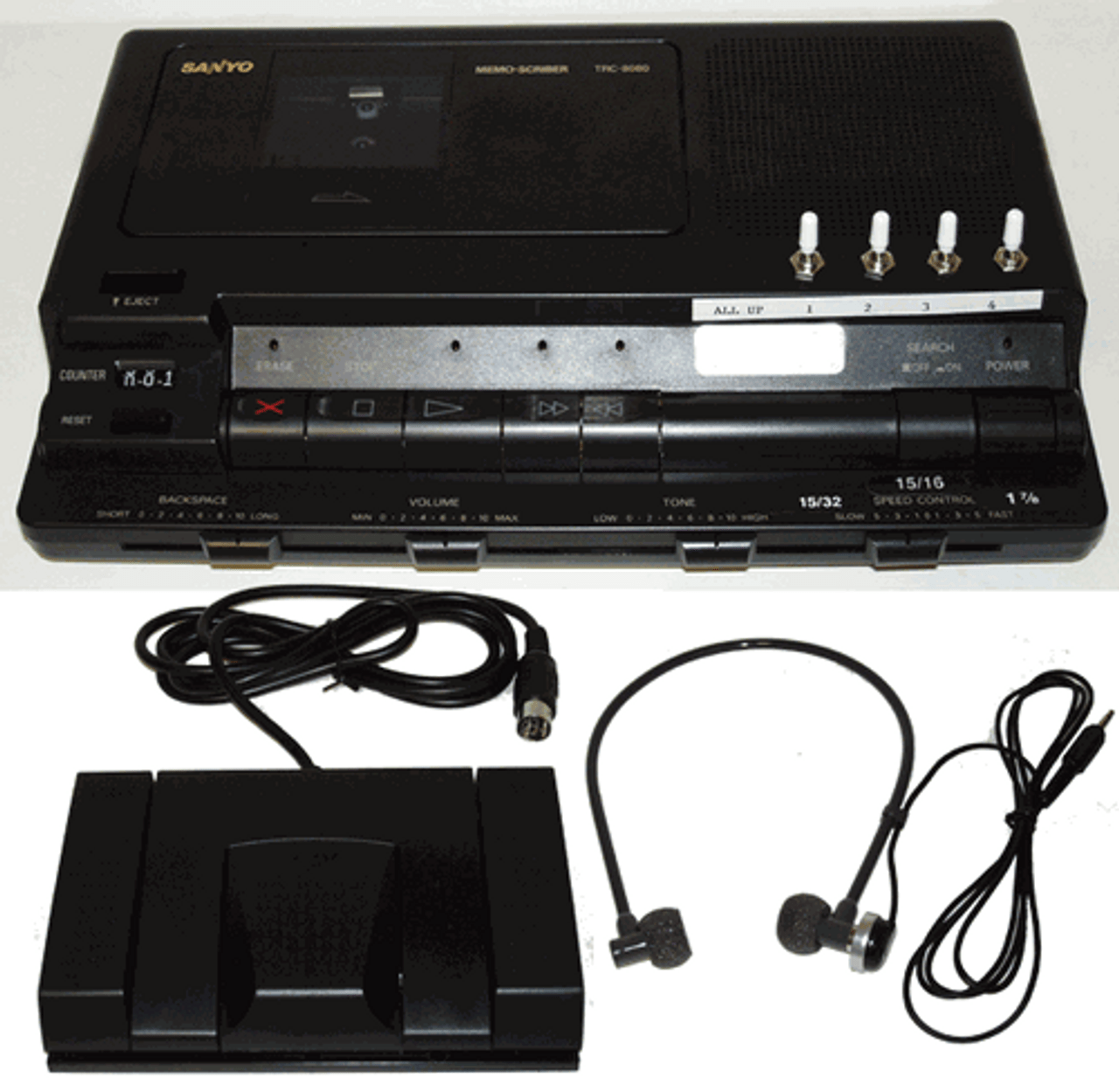 SANYO TRC 8080 4 CHANNEL 4 TRACK Standard Cassette Transcriber Machine