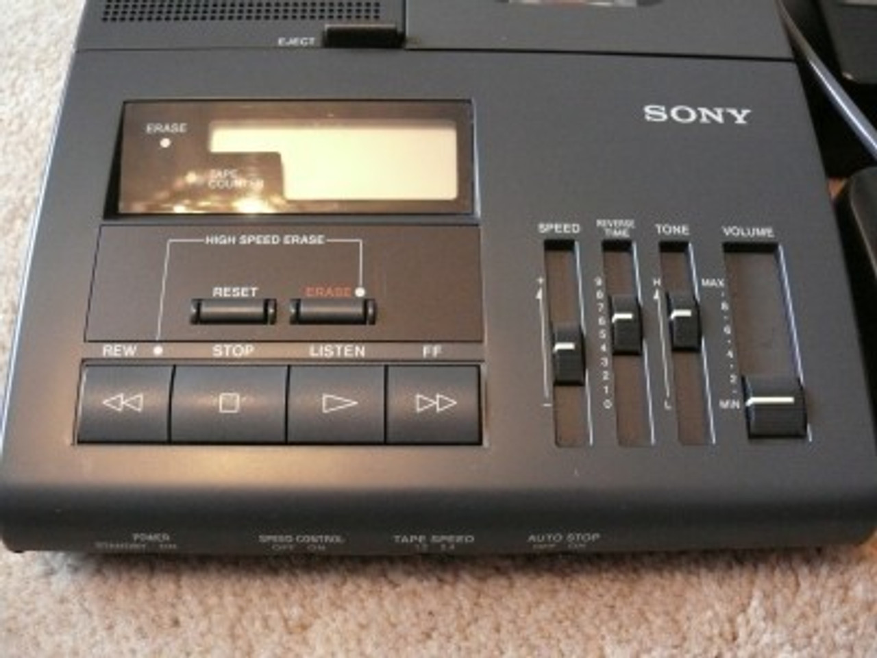 Sony Bm-840 Microcassette Transcription Transcriber Machine controls