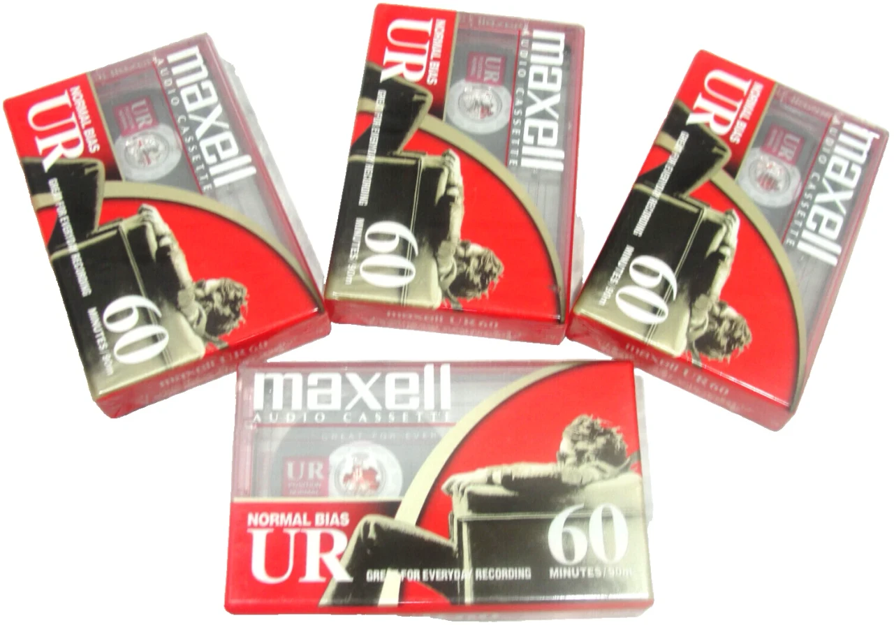 Maxell UR-60 Blank 60-Minute Audio Cassette Tape —4 pack