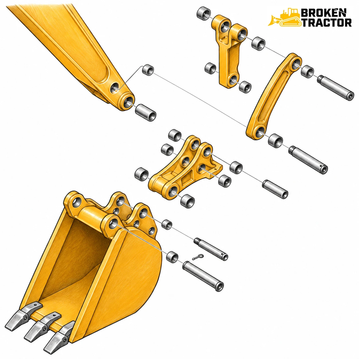Case 580L-580SM Backhoe Bucket Parts