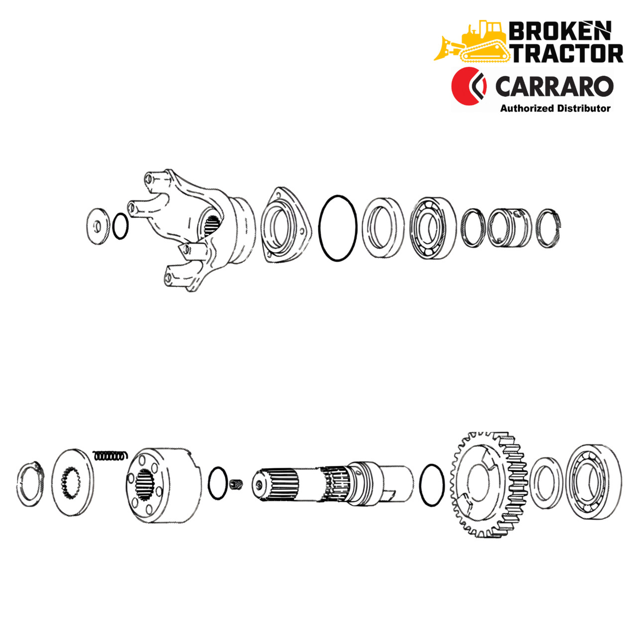 Case Backhoe 4WD Output Shaft Assembly