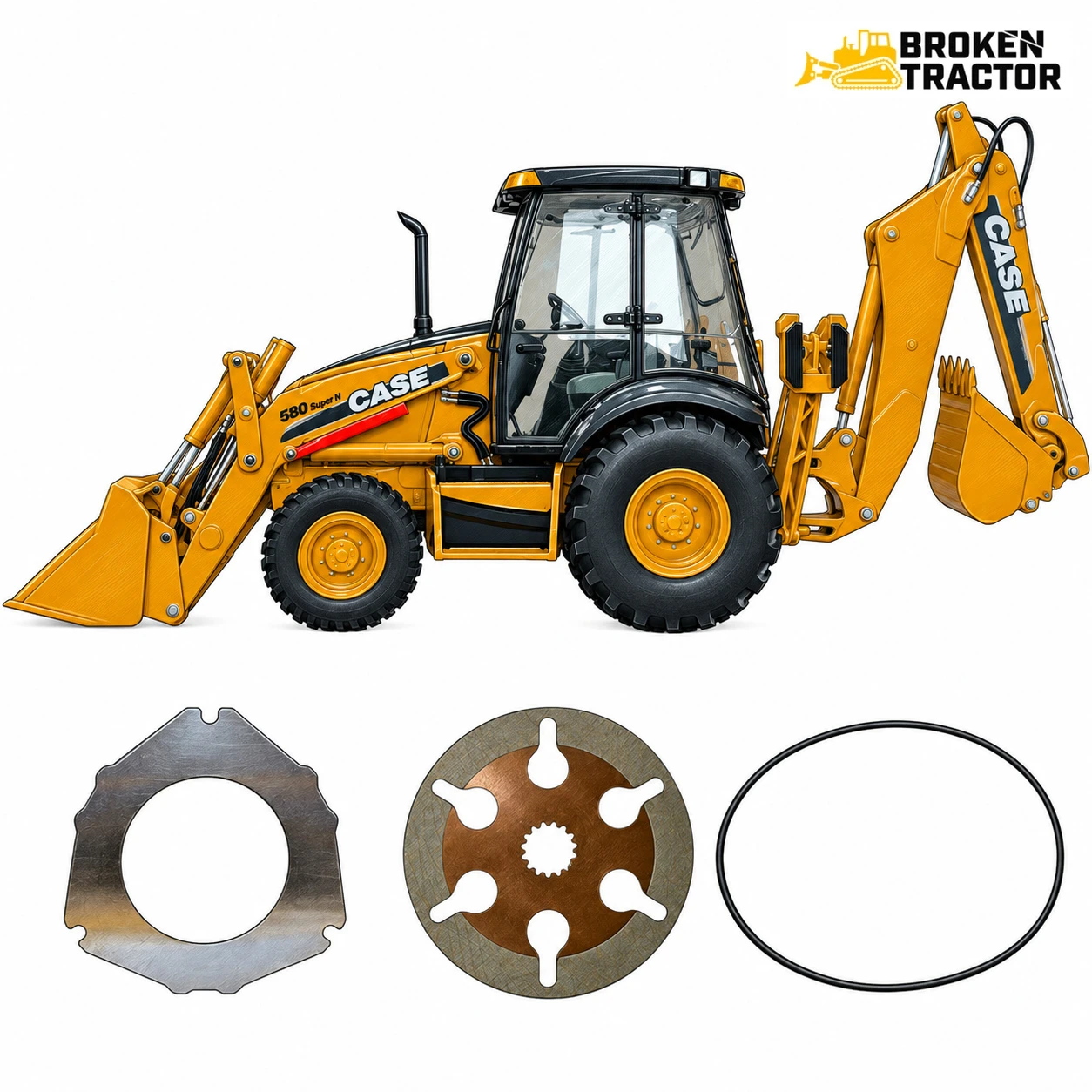 Case 580M-III, 580N, 580SN, 590SN Brake Parts