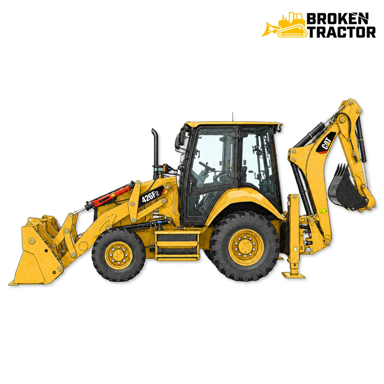 Cat F2 Series Backhoe Cab Glass
