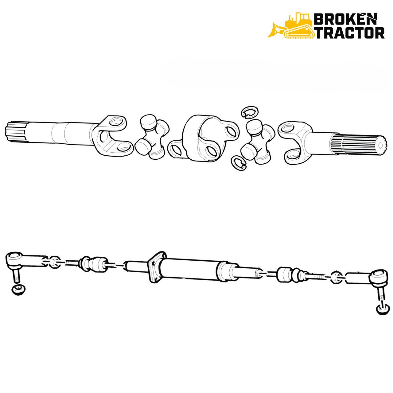 Case Backhoe Axle Drive Shaft & Steering Cylinder