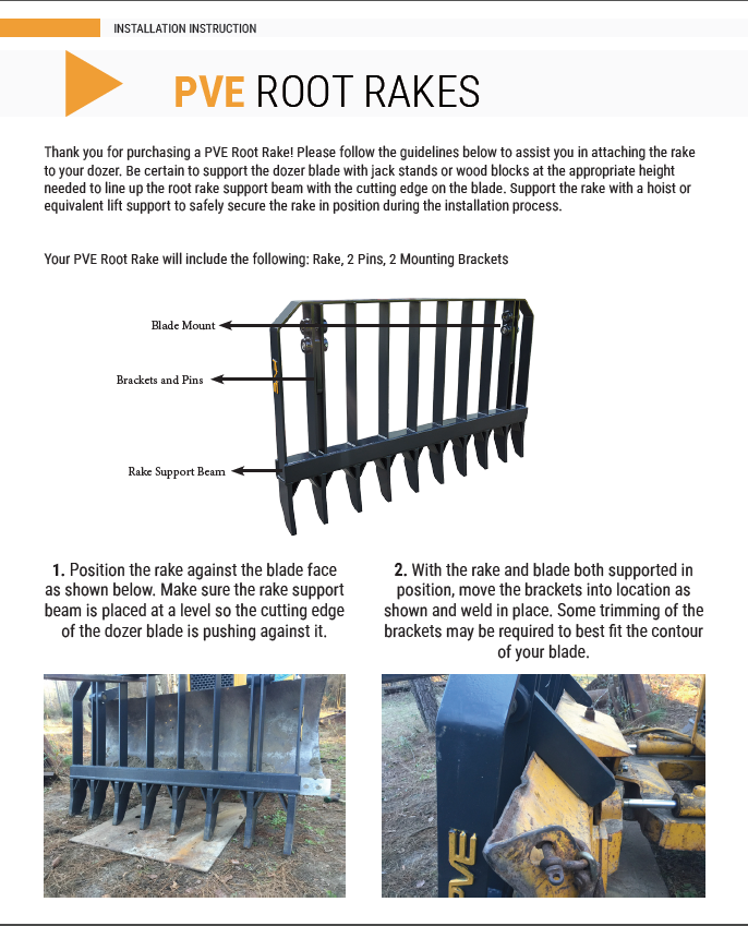 Dozer Root Rake Use 7' Dozer Root Rake Attachment PVE USA | PV490 | Broken Tractor