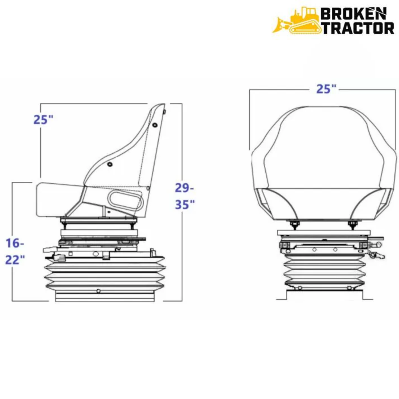 Low Profile Scraper Seat 24V with Adjustable Shock for Cater | Broken ...