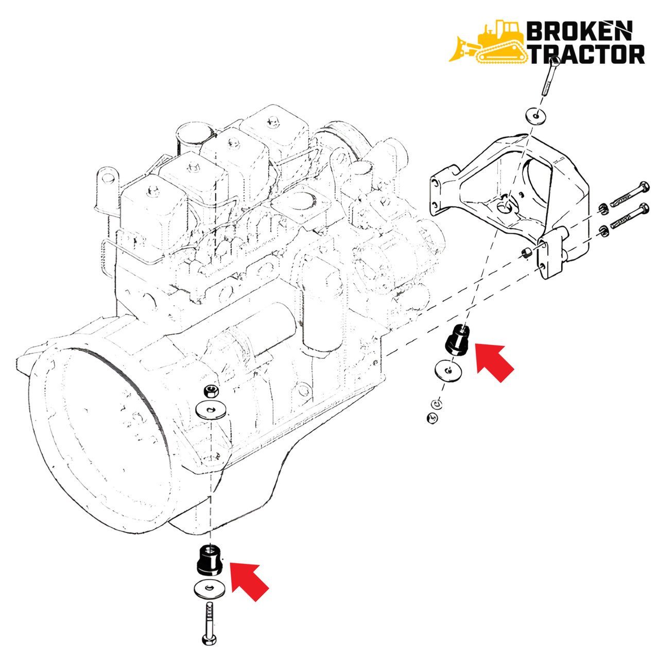 Case Backhoe Engine Motor Mount Replacement Kit Broken Tractor