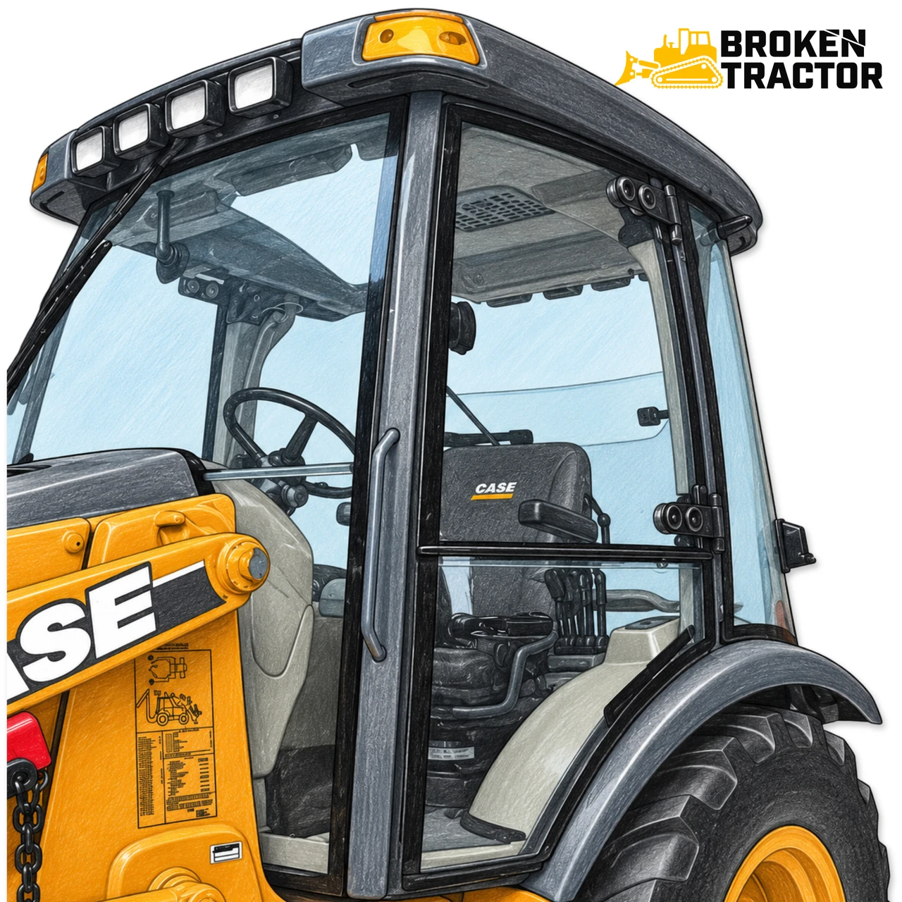 Case Backhoe Cab, Seat, Sheet Metal