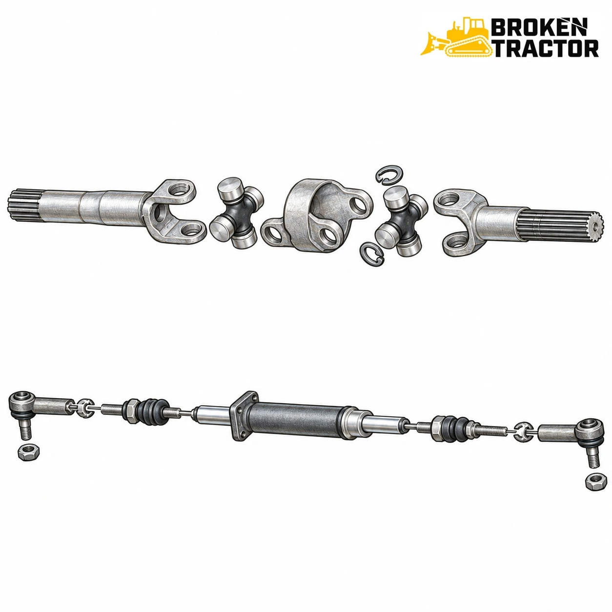 Case 4WD Axle Drive Shaft & Steering Cylinder