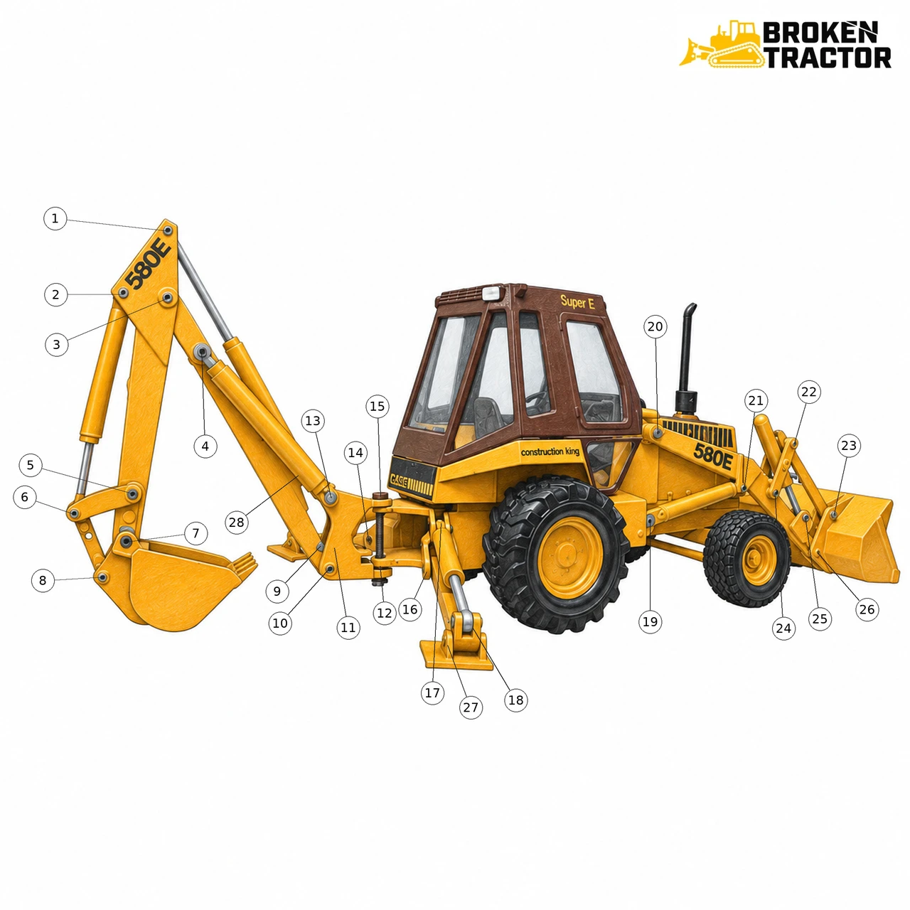 Case 580 Super E Backhoe Pin Kits