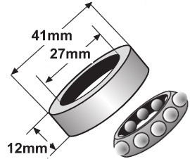 Kubota Manual Steering Shaft Bearing (27mm ID, 41mm OD) -- 3