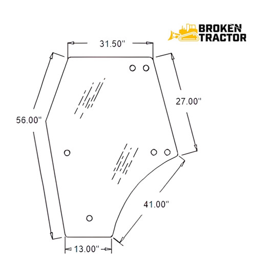 Tinted Left Hand Door Glass for Kubota M Series Tractors | B