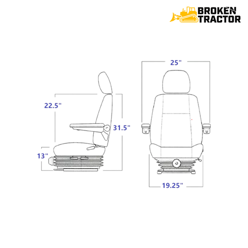 Komatsu vinyl Excavator Suspension Seat for PC200, PC300, PC450 | Replaces 20Y-57-31100