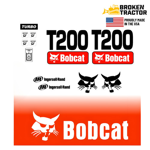 Decal Set for Bobcat T200 Compact Track Loader - Style 2