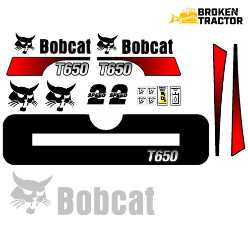 Decal Set for Bobcat T650 Compact Track Loader – Curved Stripe Style