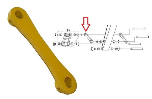 Kobelco Excavator Bucket Link SK220, SK250, SK270 Series III, SK270 Series IV, SK270 Series V Left Hand Bolt Holes-- 2406P4903D1