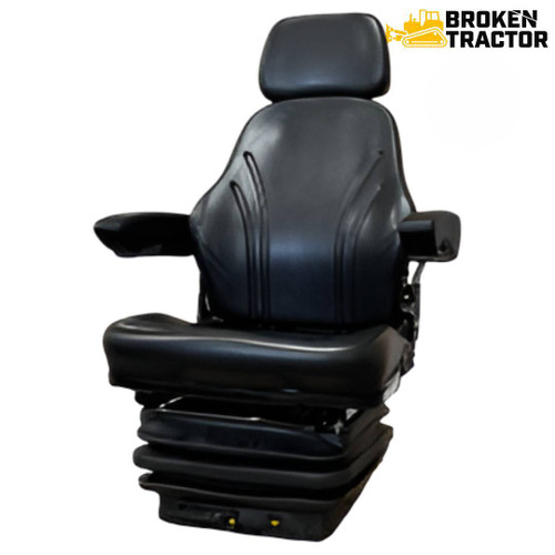 Vinyl Deluxe Mechanical Suspension Seat with Armrests and Headrest for New Holland Wheel Loaders W110B, W130B, W130C, W170B, W170C, W190B