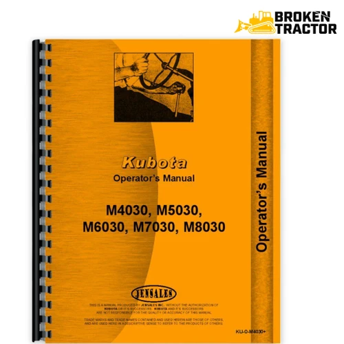 Operator Manual for Kubota Tractor M4030, M5030, M6030, M7030, M8030