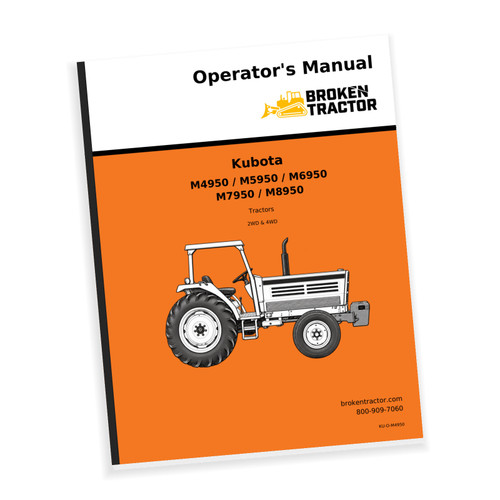 Cover of the Kubota M4950, M5950, M6950, M7950, M8950 Tractor Operator's Manual, part number KU-O-M4950