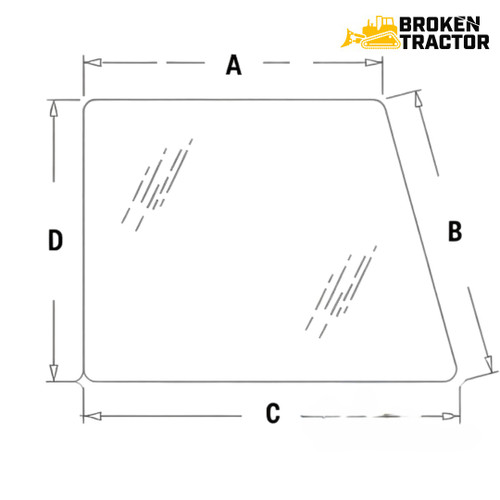 Case IH Upper RH Door Window Glass for 1896, 2094, 2096, 2294 & More Tractors – F63307