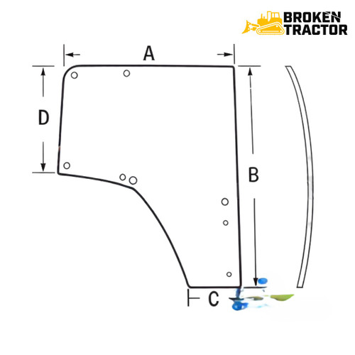 John Deere RH Door Glass (Panorama Cab) for 6230 PREMIUM & More Tractors – L174377