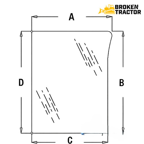 John Deere Lower RH Front Glass for 6110, 6200, 6210, 6300, 6310 & More Tractors – L78534