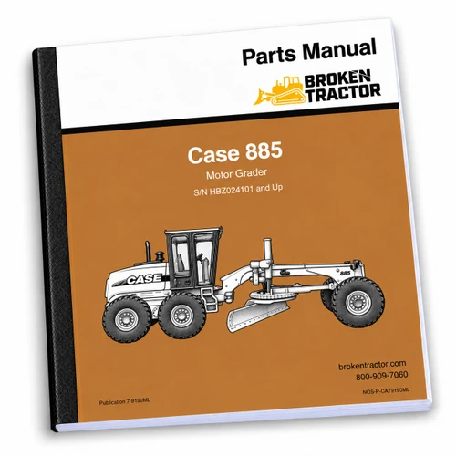 Case 885 Motor Grader Parts Manual – S/N HBZ024101+ (500+ Pages)